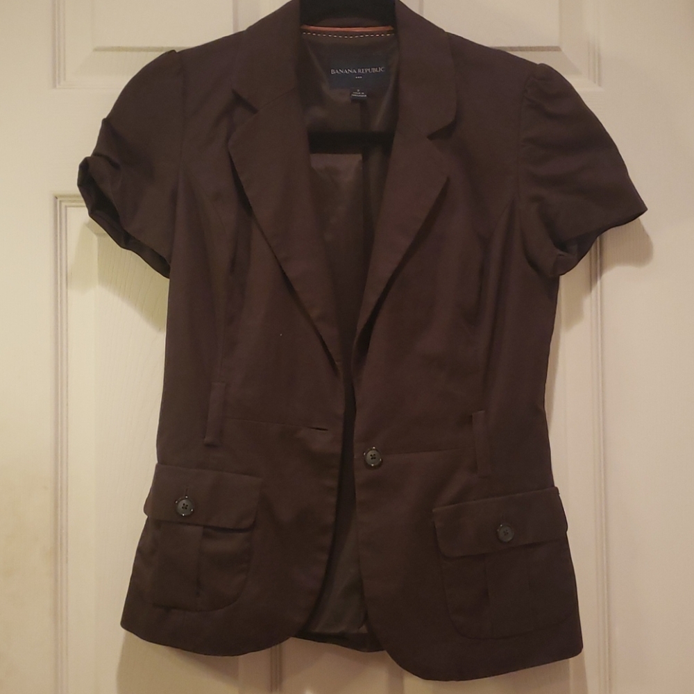 Short sleeve cotton linen jacket